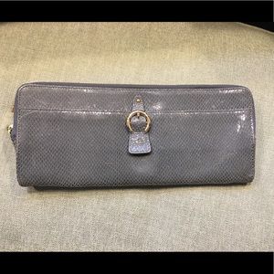 Perlina Grey Leather Snake Skin Clutch
